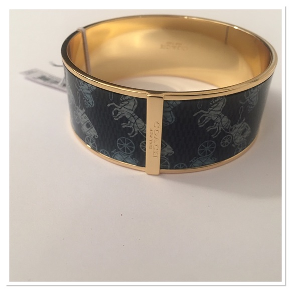 Coach Horse And Carriage Bangle Bracelet Gold/Blue - Picture 3 of 3